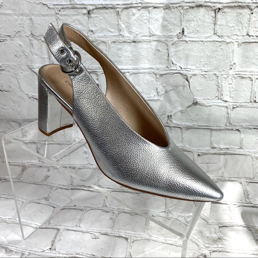 Chinese laundry silver leather slingback sandals 6